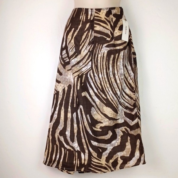 STYLE & CO Brown Tan & Cream Zebra Print 100% Cotton Summer Skirt SZ 18 NWT - Picture 14 of 14